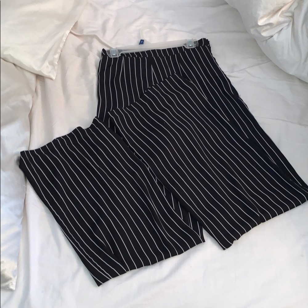 flowy straight leg pinstripe pants
